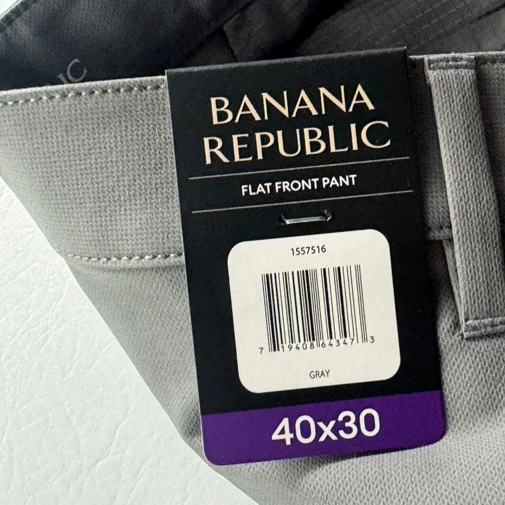 Banana Republic Mens Gray Flat Front Performance Pants 40x30 New 1557516
